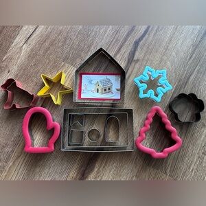 Assorted Cookie Cutters, Gingerbread House Set and storage container